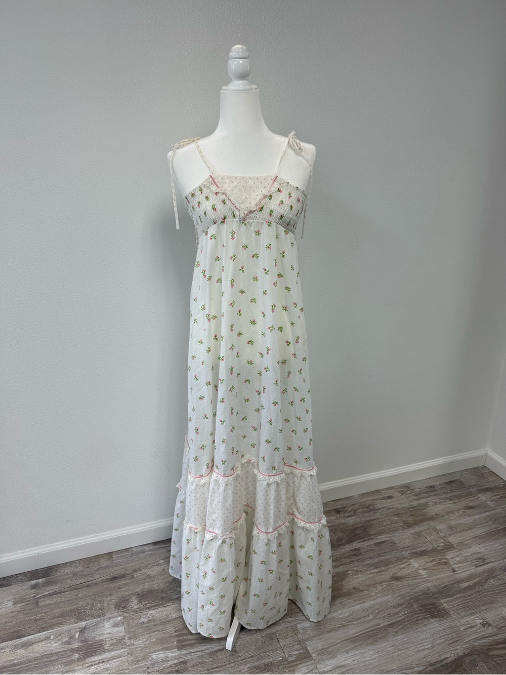 Jody of California vintage white floral maxi